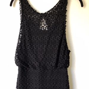 Free People Black Crochet Boho Mini Dress